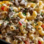 High-Protein Creamy Philly Cheesesteak Mac & Cheese
