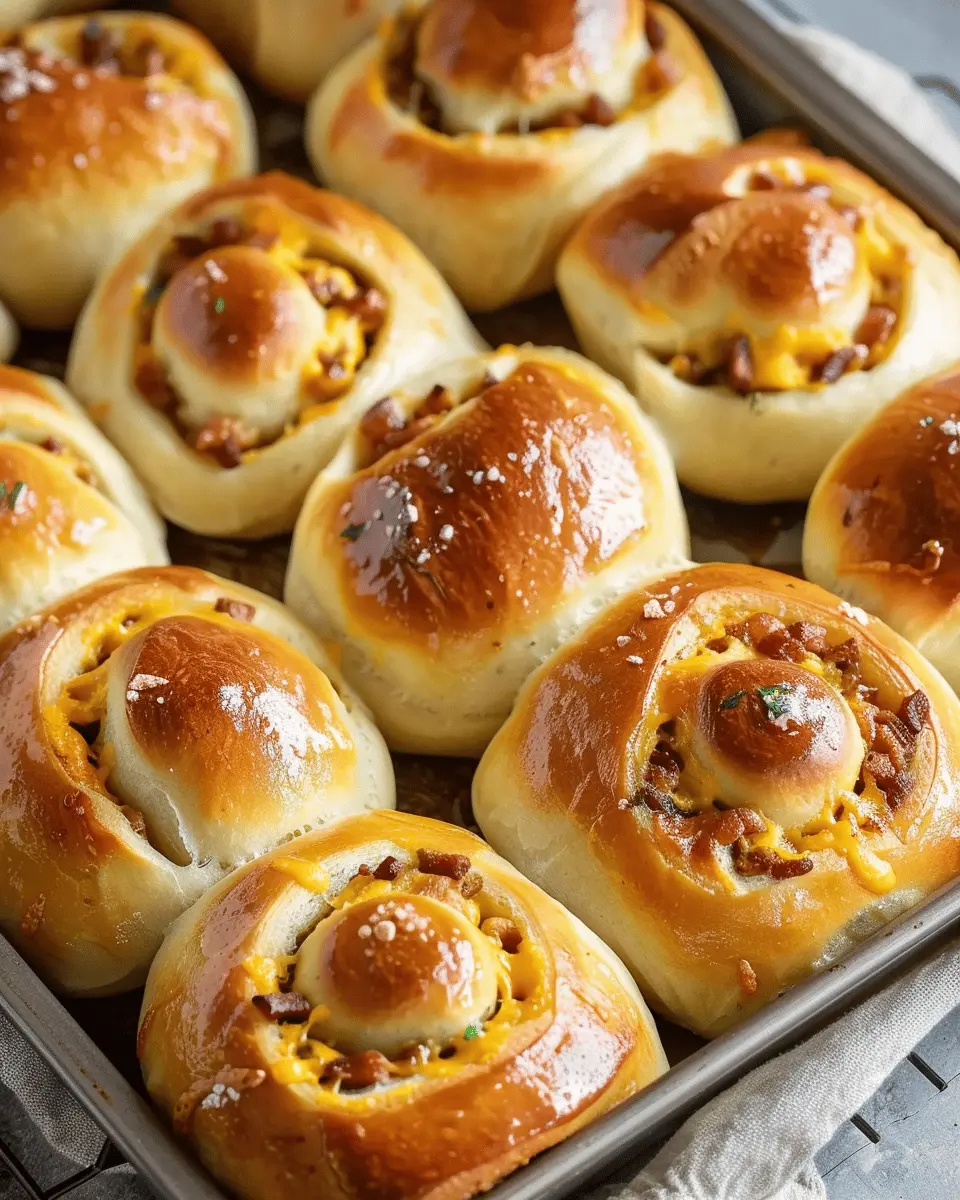 Breakfast rolls that are easy, cheesy, and filled with turkey bacon