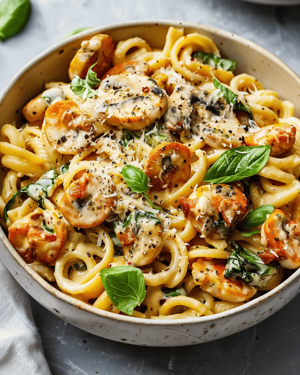 Creamy Protein-Packed Pasta Bowl with Turkey Bacon and Chicken Ham