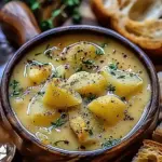 Hearty Cheddar Garlic Herb Potato Soup