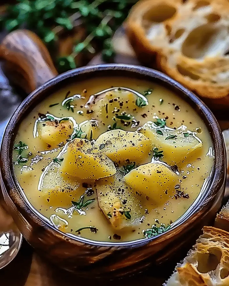 Hearty Cheddar Garlic Herb Potato Soup with Turkey Bacon Bliss