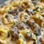 Cheesesteak Tortellini in Creamy Provolone Sauce