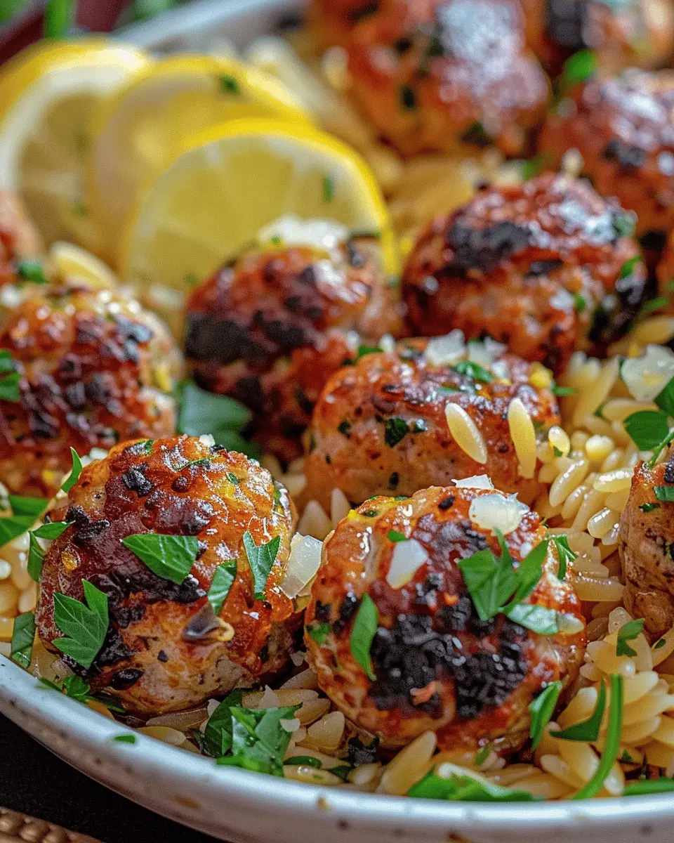Greek Chicken Meatballs with Lemon Orzo: Healthy and Flavorful Dinner