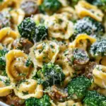 Creamy Garlic Parmesan Tortellini with Sausage and Broccoli