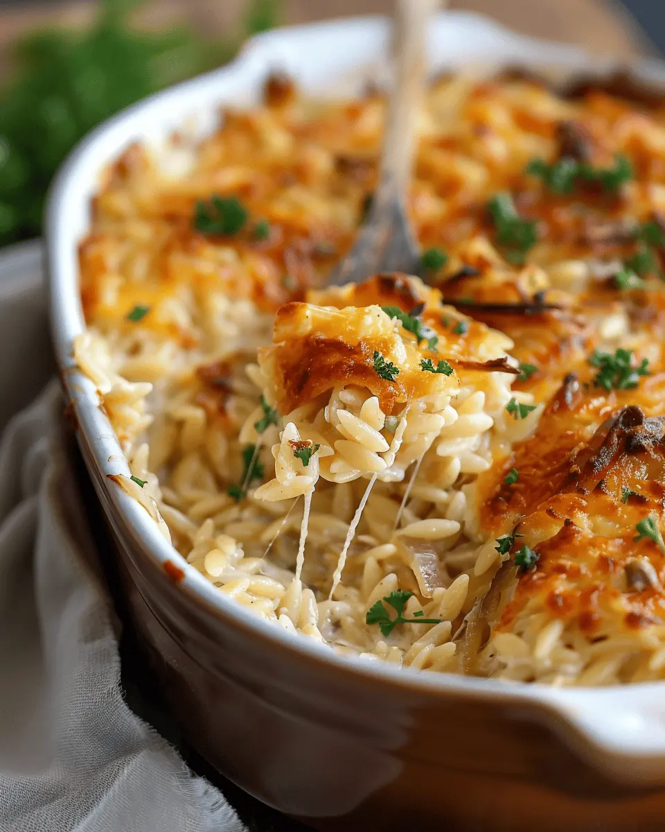 French Onion Chicken Orzo Casserole: A Cozy Comfort Dish