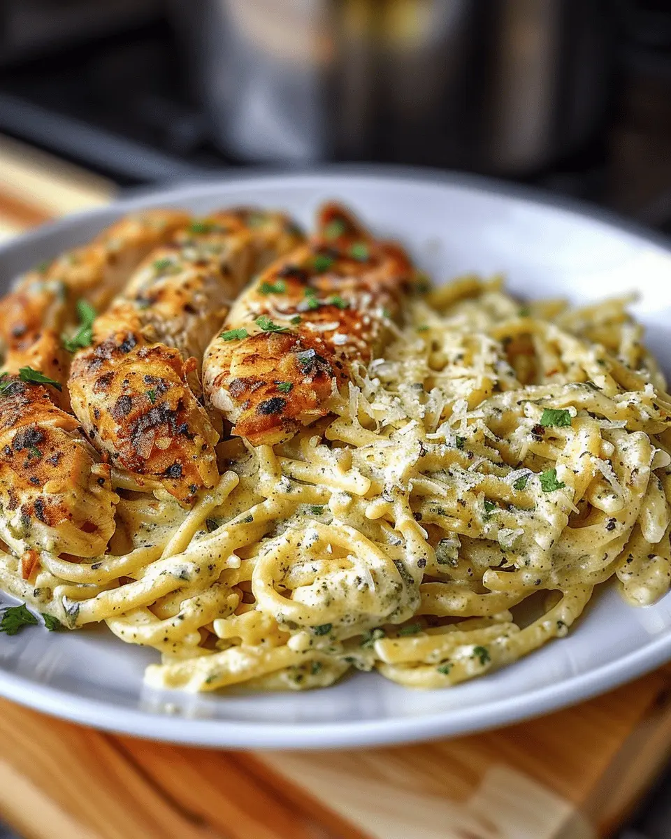 Creamy Garlic Parmesan Chicken Pasta with Turkey Bacon Delight