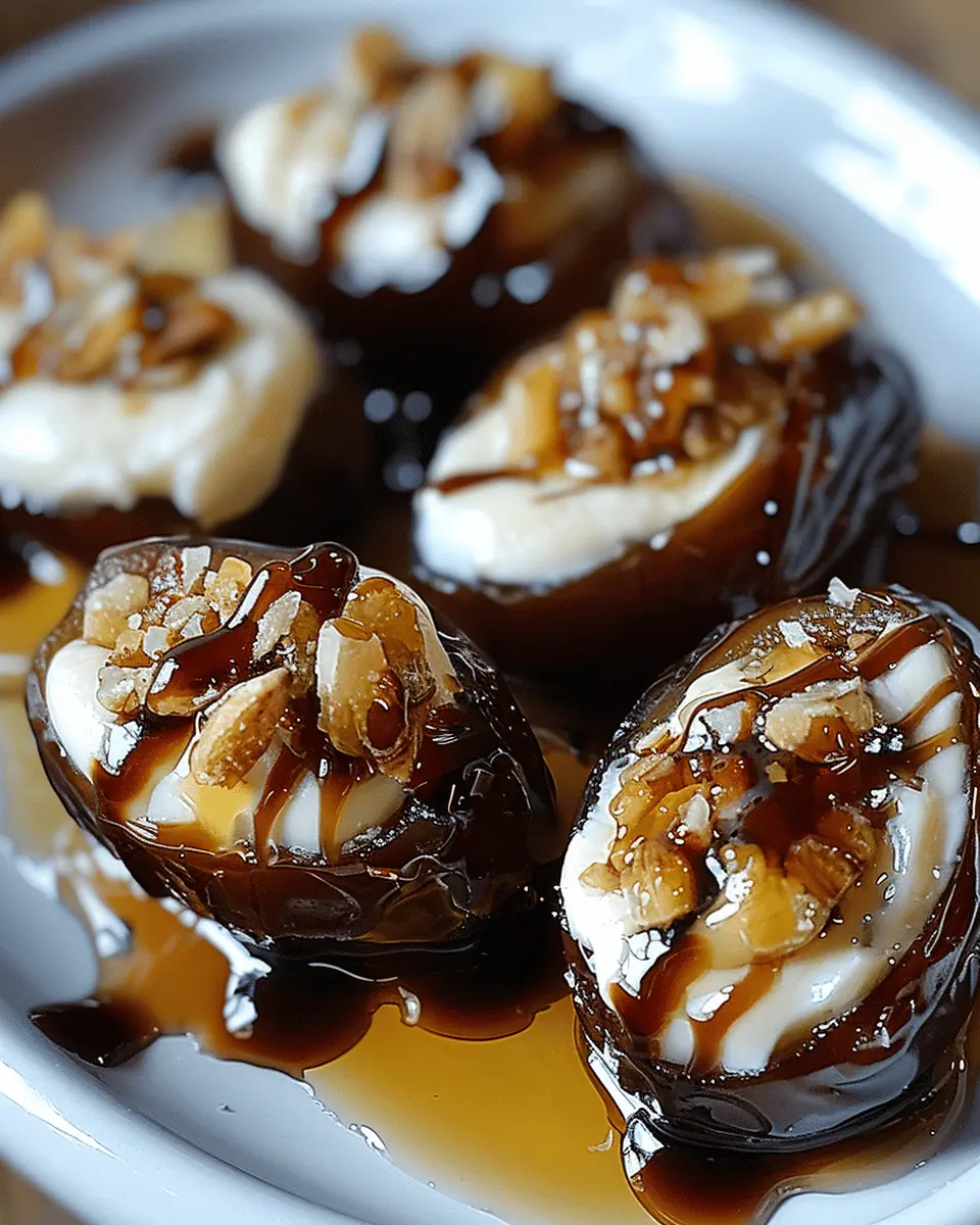 Mascarpone Stuffed Dates: Indulgent Treat with Maple Drizzle