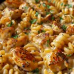 Cheesy Cajun Garlic Chicken Rotini Skillet