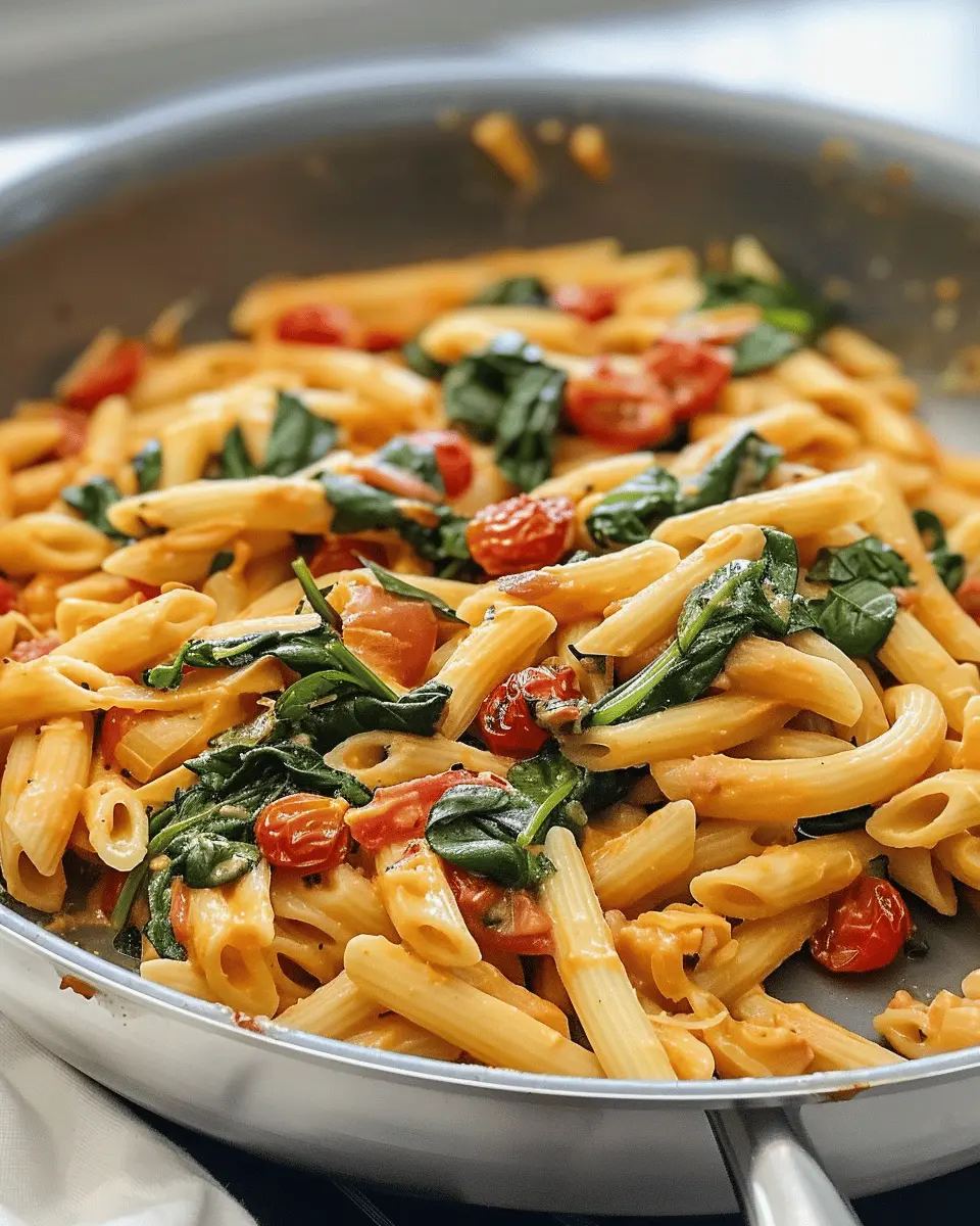 One-Pot Spinach Tomato Pasta with Turkey Bacon: Easy and Delicious