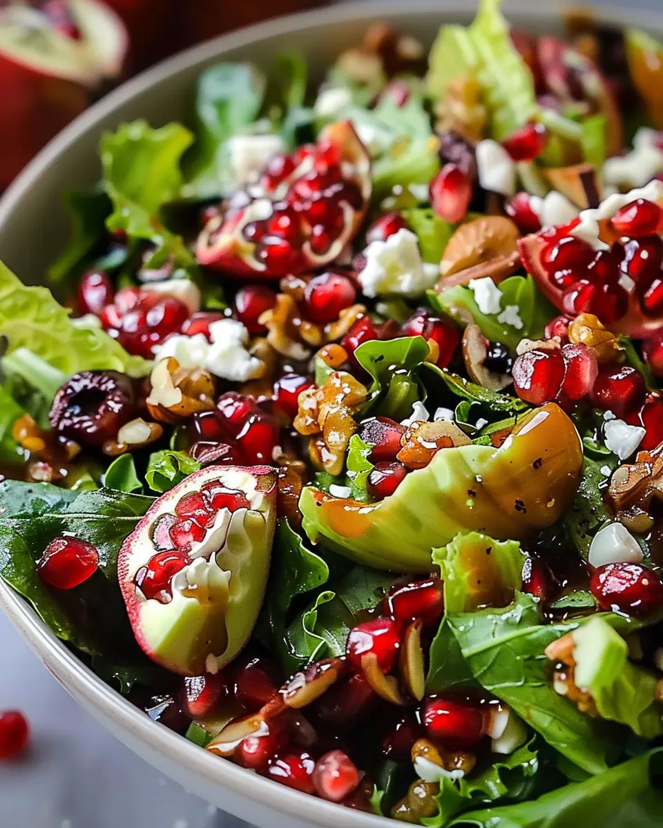 Pomegranate Christmas Salad: Easy Turkey Bacon Delight with Honey Mustard Dressing
