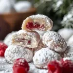 Raspberry Almond Snowball Cookies