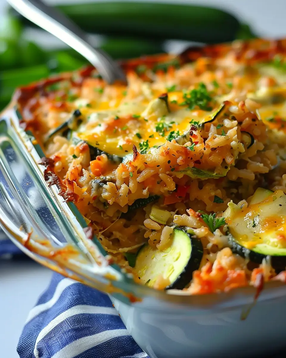 Quick Weeknight Zucchini and Rice Casserole with Turkey Bacon Delight