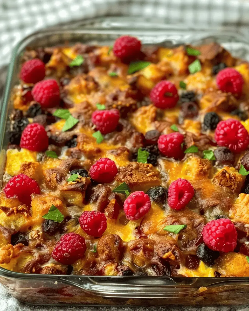 Overnight Breakfast Casserole with Turkey Bacon and Chicken Ham Delight