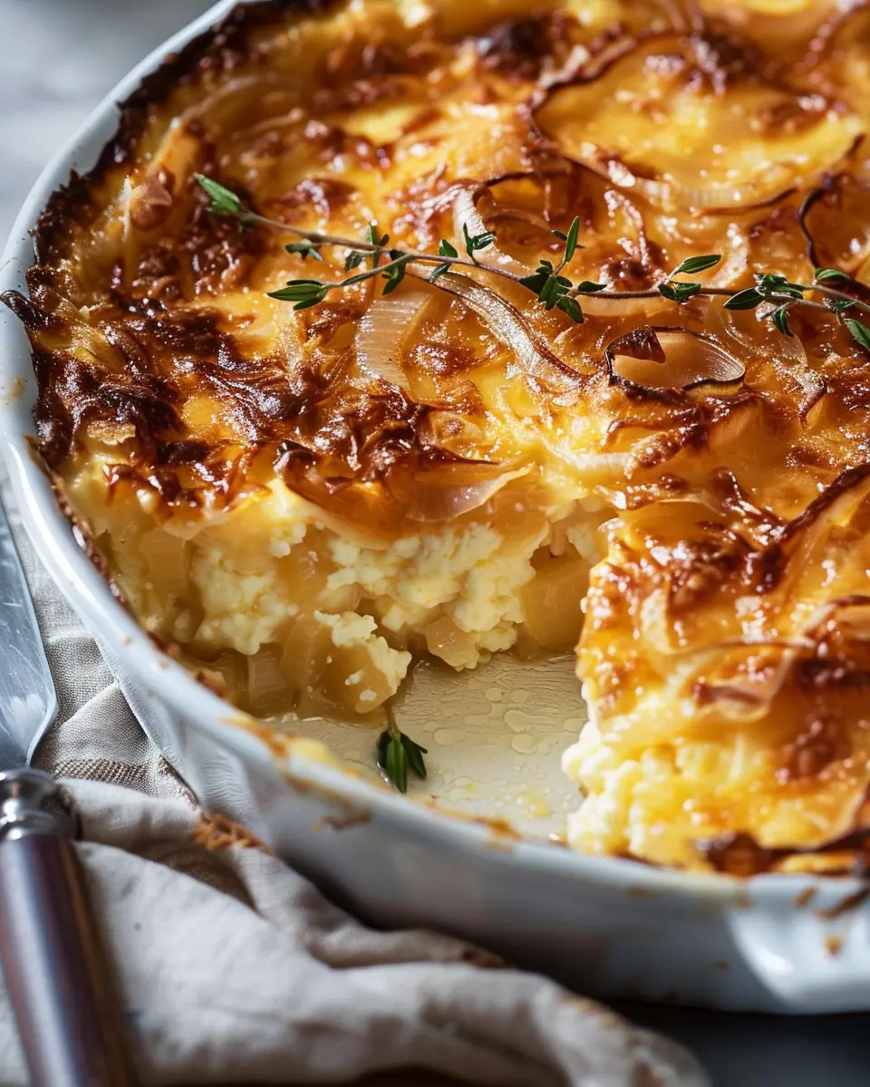 Caramelized Onion and Gruyère Cottage Cheese Bake Delightfully Easy
