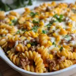 Loaded Cheddar Ranch Beef and Sweet Corn Rotini Bake