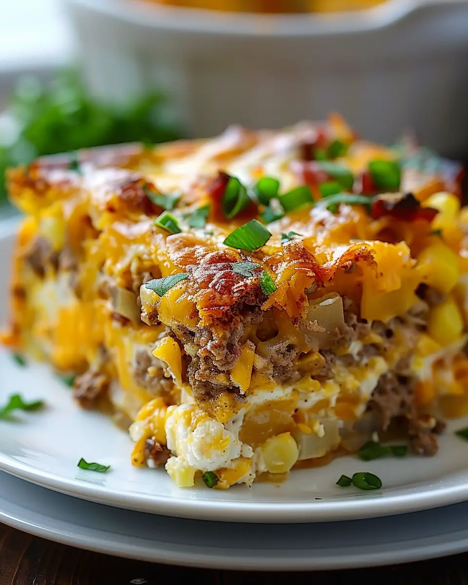 Ultimate Overnight Breakfast Casserole with Turkey Bacon and Chicken Ham