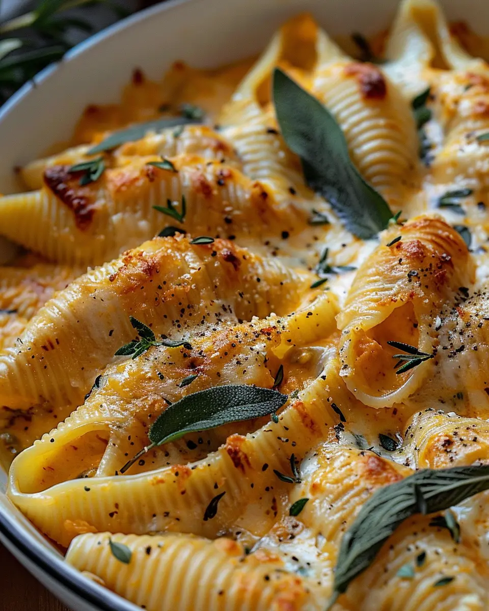 Pumpkin Gouda Stuffed Shells: Easy Brown Butter &amp; Sage Alfredo Sauce