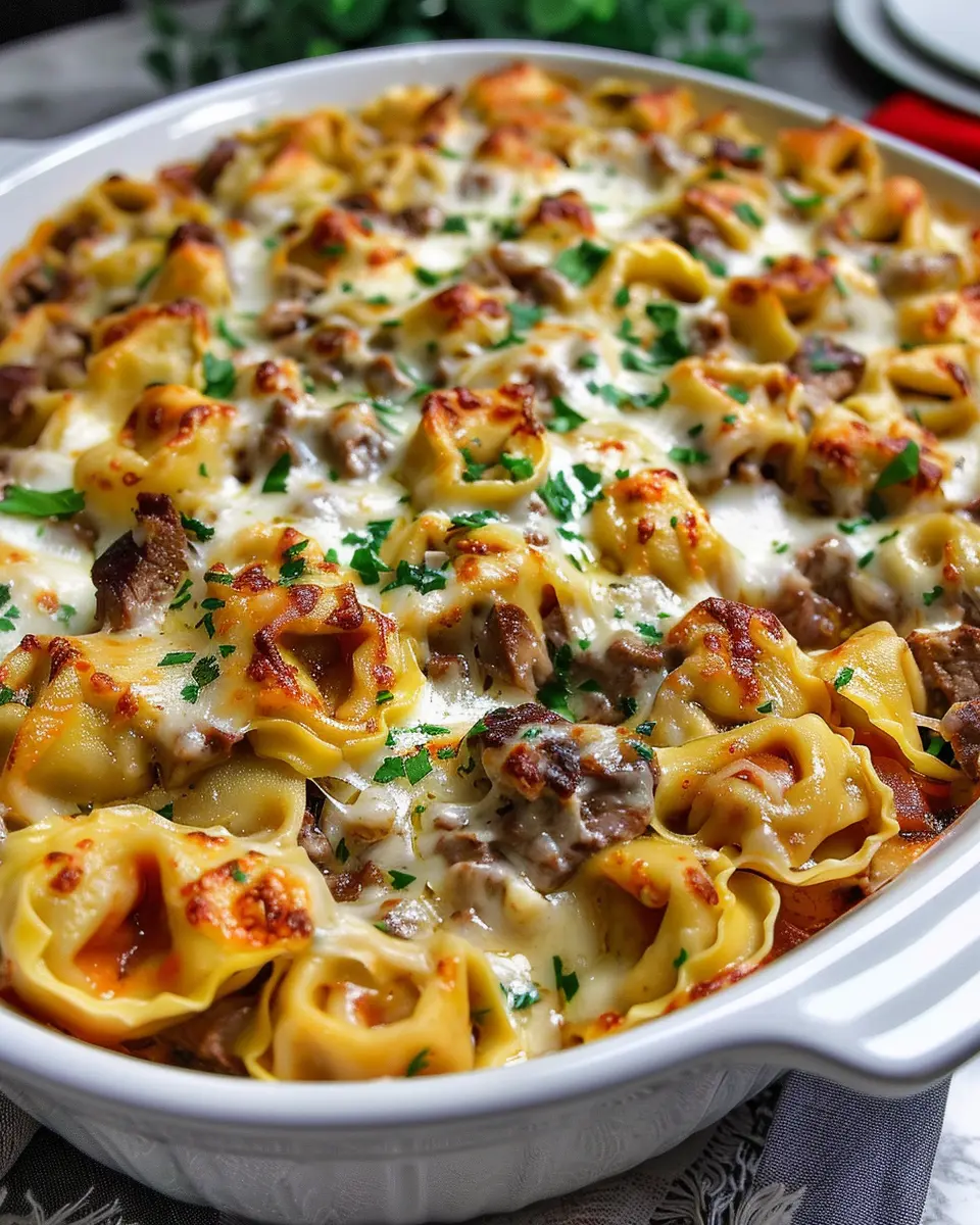 Golden Cheese Steak Tortellini Casserole: An Indulgent Twist