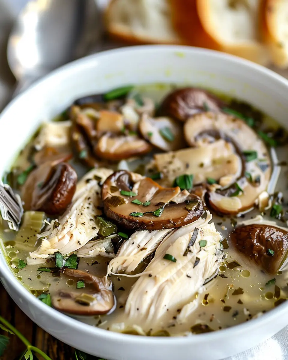 Comforting Rotisserie Chicken Soup with Savory Mushroom Bliss