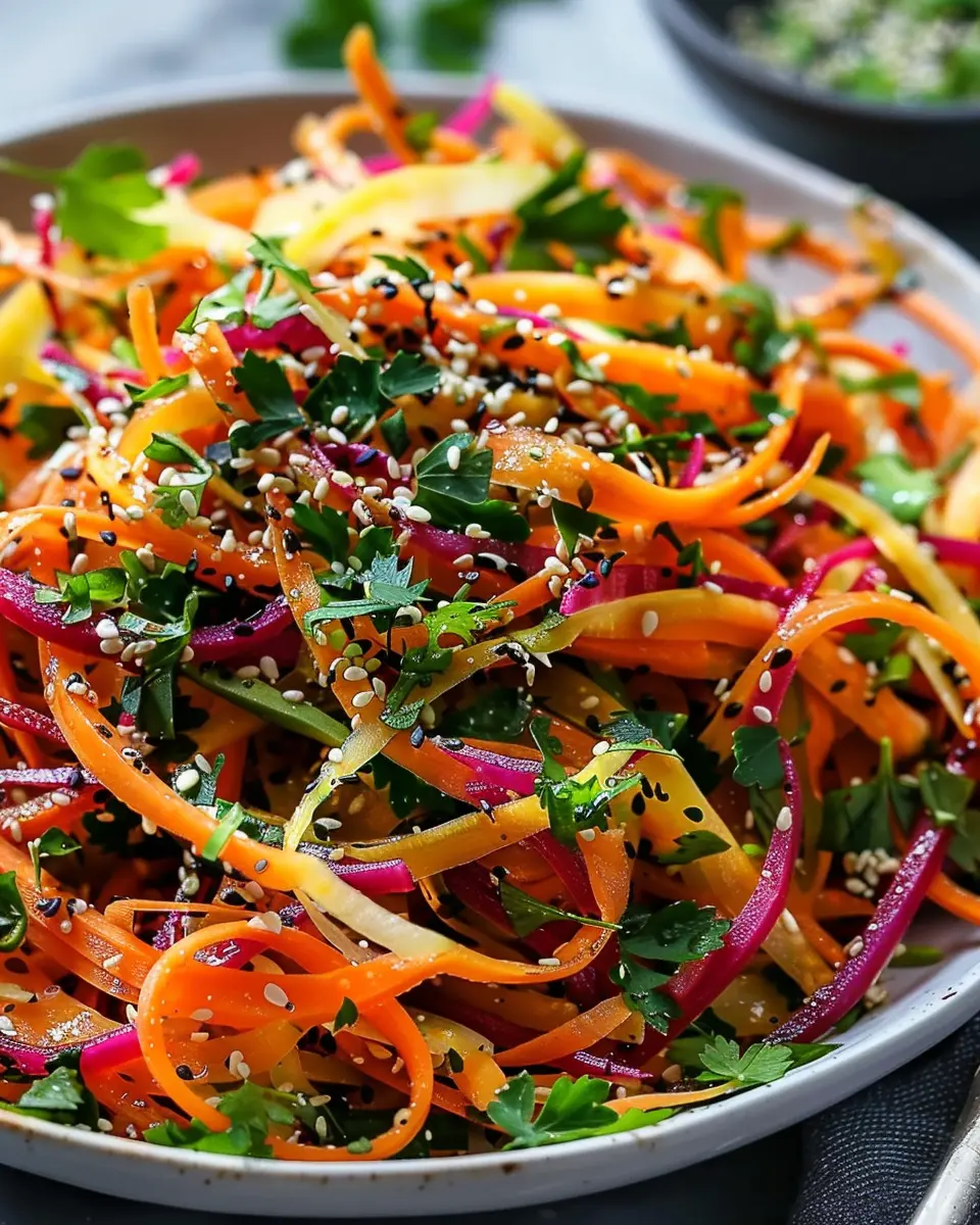 Shaved Rainbow Carrot Sesame Salad: A Vibrant and Easy Delight