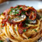 Pumpkin & Mushroom Spaghetti with Crispy Bacon