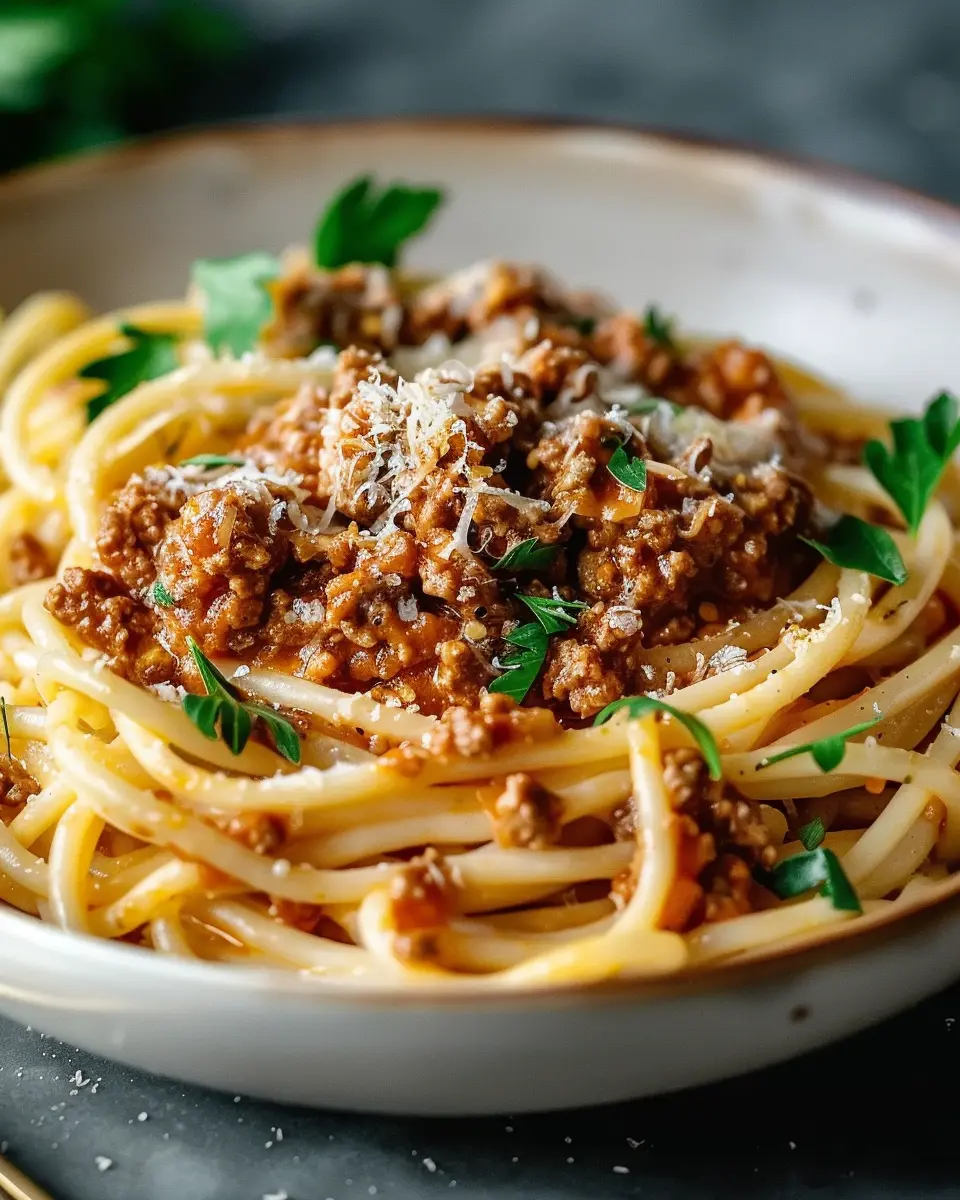 White Bolognese Sauce: A Creamy Twist with Turkey Bacon and Chicken Ham